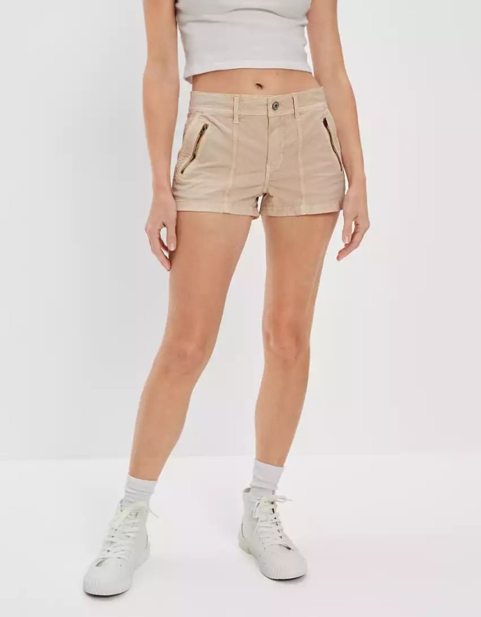 Shorts American Eagle AE Snappy Stretch Low-Rise Kaki Clair Femme | JAR-51237202